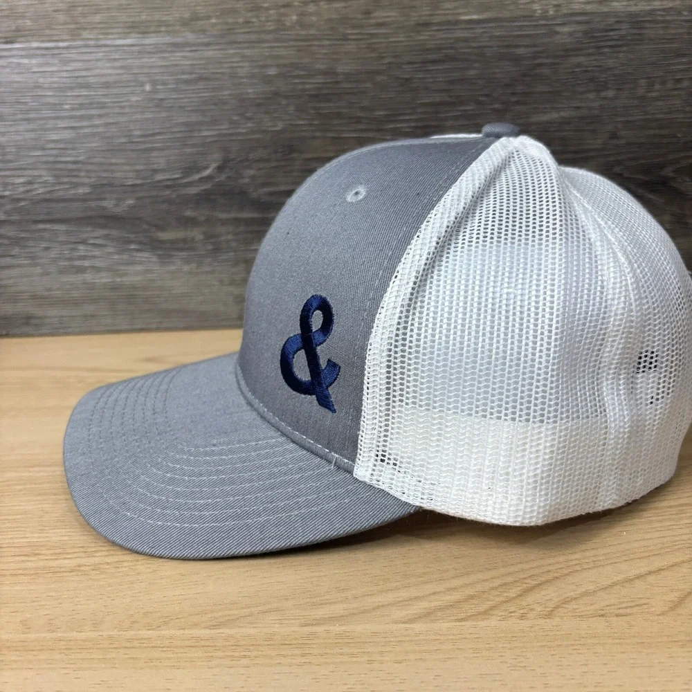 & Hat‎ Cap Snap Back Gray Blue And Symbol Adjustable